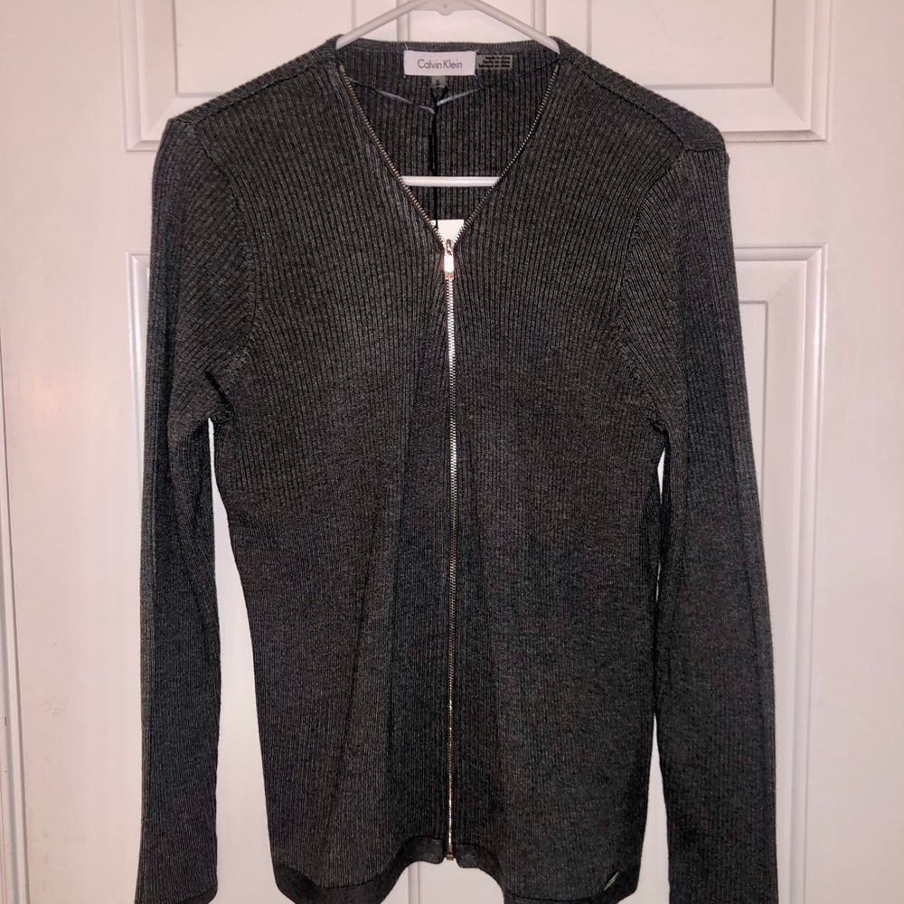 Gray Calvin Klein Zip-up Sweater